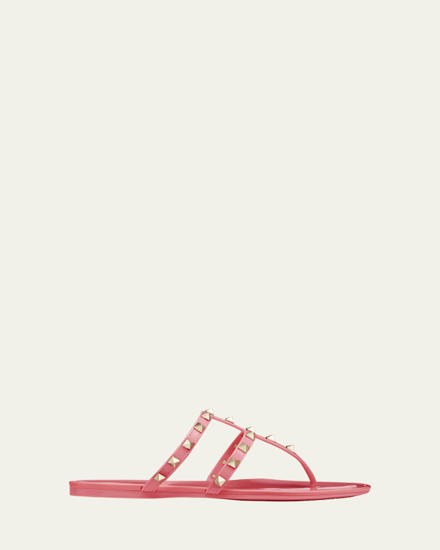 Rockstud T-Strap Flat Slide Sandals